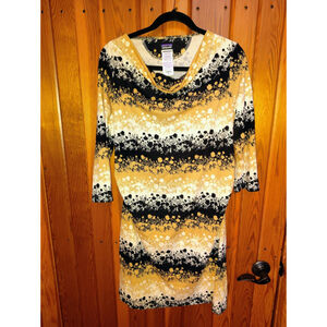 Patagonia Kamala Cowl Neck Dress- Size XL -Pattern Floral- Tan/Black/White